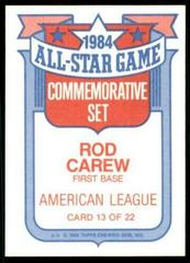 Rod Carew [Back] #13 | Rod Carew Baseball Cards 1985 Topps All Star Glossy Set of 22