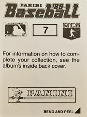 Back | Wade Boggs Baseball Cards 1989 Panini Stickers