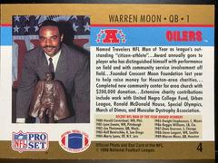 Back | Warren Moon Football Cards 1990 Pro Set