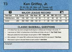 Card Back | Ken Griffey Jr. Baseball Cards 1991 Classic