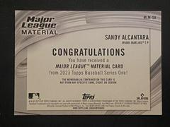 Sandy Alcantara [Back] #MLM-SA | Sandy Alcantara Baseball Cards 2023 Topps Series 1 Major League Material Relics