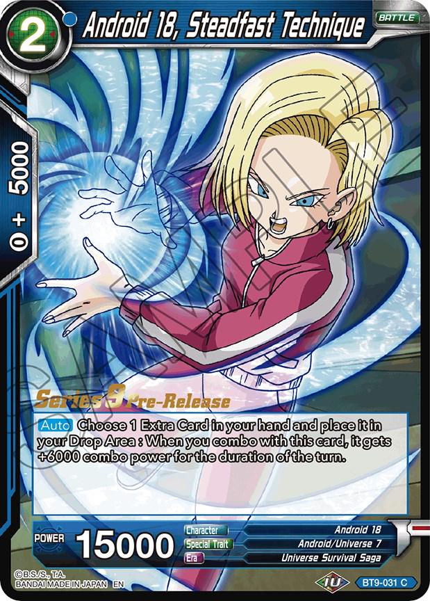 Android 18, Steadfast Technique BT9-031 Dragon Ball Super Universal Onslaught: Pre-Release Promos