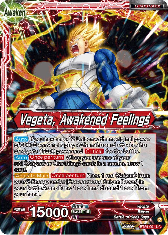 Vegeta // Vegeta, Awakened Feelings [Collector Booster Foil Foil] BT24-001 Dragon Ball Super Beyond Generations