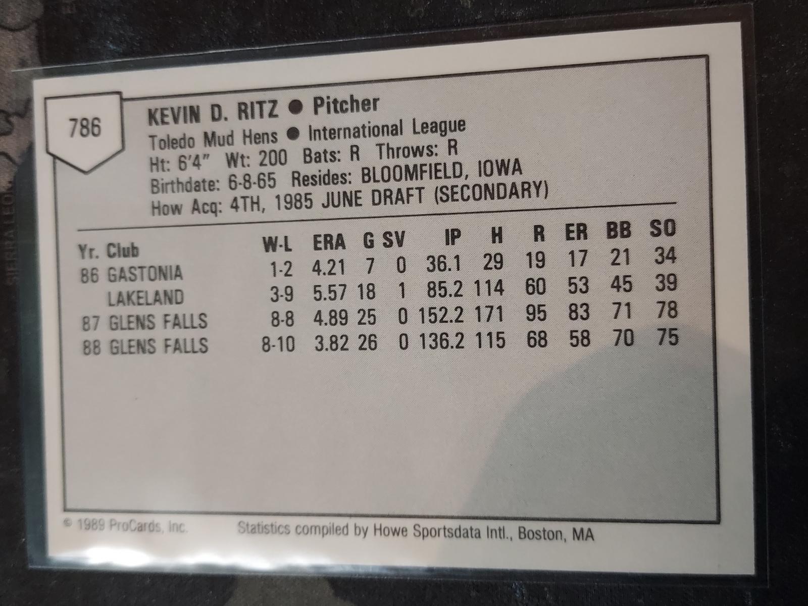 Kevin Ritz #786 Prices | 1989 Procards | Baseball Cards