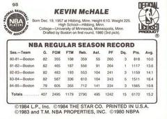 White Border - Back Side | Kevin McHale Basketball Cards 1986 Star