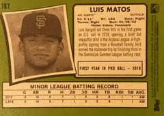 Rear | Luis Matos Baseball Cards 2020 Topps Heritage Minor League