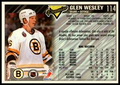 Back Of Card | Glen Wesley [Gold] Hockey Cards 1993 Topps Premier