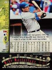 Rear | Mike Macfarlane Baseball Cards 1997 Stadium Club
