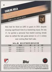Back | Carlos Vela Soccer Cards 2022 Topps Chrome MLS