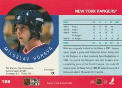 Back | Miloslav Horava [ERR: Name misspelled Miroslav on front] Hockey Cards 1990 Pro Set
