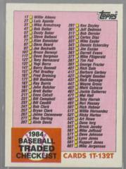 Checklist 1T-132T #132T Baseball Cards 1984 Topps Traded Prices