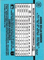 Back Of Card | Andre Dawson Baseball Cards 1988 Donruss