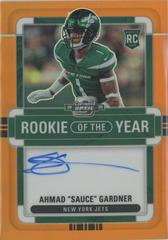Ahman Sauce Gardner [Rookie of the Year Autograph Orange] #ROY-AG Football Cards 2022 Panini Contenders Optic Rookie of the Year Prices