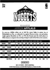 Back Of Card | Arron Afflalo Basketball Cards 2014 Panini Hoops