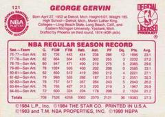 Back Side | George Gervin Basketball Cards 1986 Star