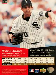 Rear | Wilson Alvarez Baseball Cards 1995 SP