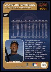Back Of Card | Marquis Grissom Baseball Cards 2001 Pacific