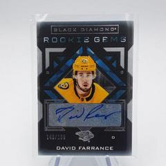 David Farrance [Pure Black Signature] Hockey Cards 2021 Upper Deck Black Diamond Rookie Gems Prices
