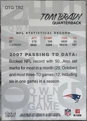 Back Of Card | Tom Brady Football Cards 2008 Topps Own the Game