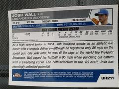 Back Side | Josh Wall Baseball Cards 2005 Topps Chrome Updates & Highlights