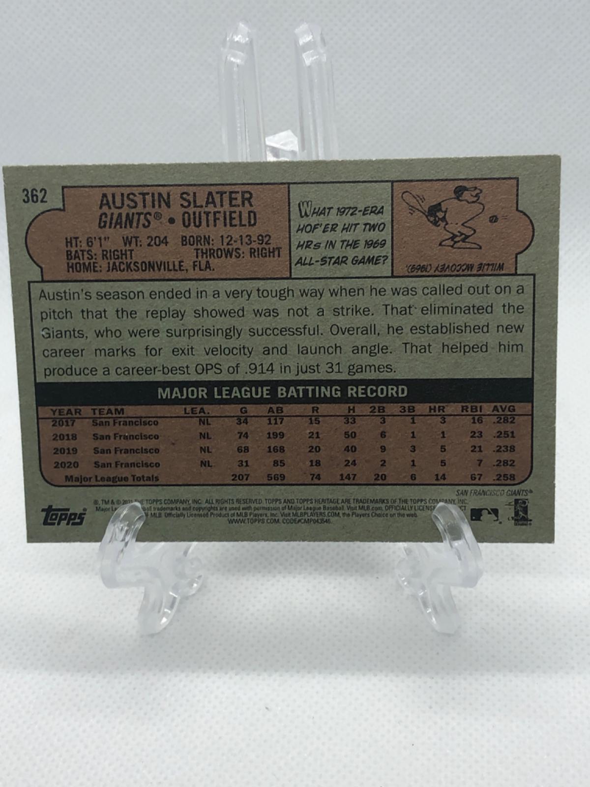 Austin Slater #362 Prices | 2021 Topps Heritage | Baseball Cards