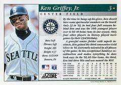 Card Back | Ken Griffey Jr. Baseball Cards 1994 Score