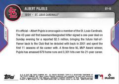 Back | Albert Pujols Baseball Cards 2022 Topps Now Spring Training