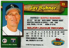 Back | Jay Buhner Baseball Cards 1993 Stadium Club Mariners