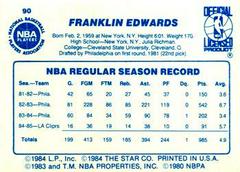 Back Side | Franklin Edwards Basketball Cards 1986 Star