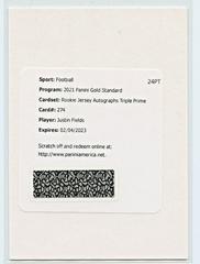 Justin Fields [Rookie Jersey Autograph Triple Prime] #274 Football Cards 2021 Panini Gold Standard Prices