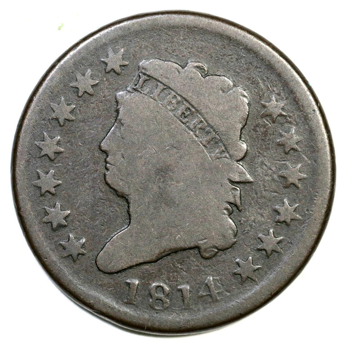 1814 S [PLAIN 4] Coins Classic Head Penny