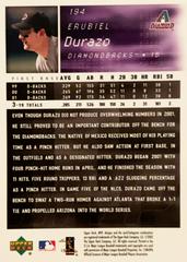 Rear | Erubiel Durazo Baseball Cards 2002 Upper Deck MVP