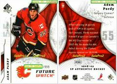 Adam Pardy Hockey Cards 2008 SP Authentic Prices