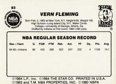 Back Side | Vern Fleming Basketball Cards 1986 Star