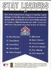 Back | Carlos Delgado/David Wells CL Baseball Cards 2000 Upper Deck Victory