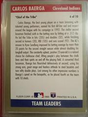 Reverse Image | Carlis Baerga Baseball Cards 1993 Fleer Team Leaders
