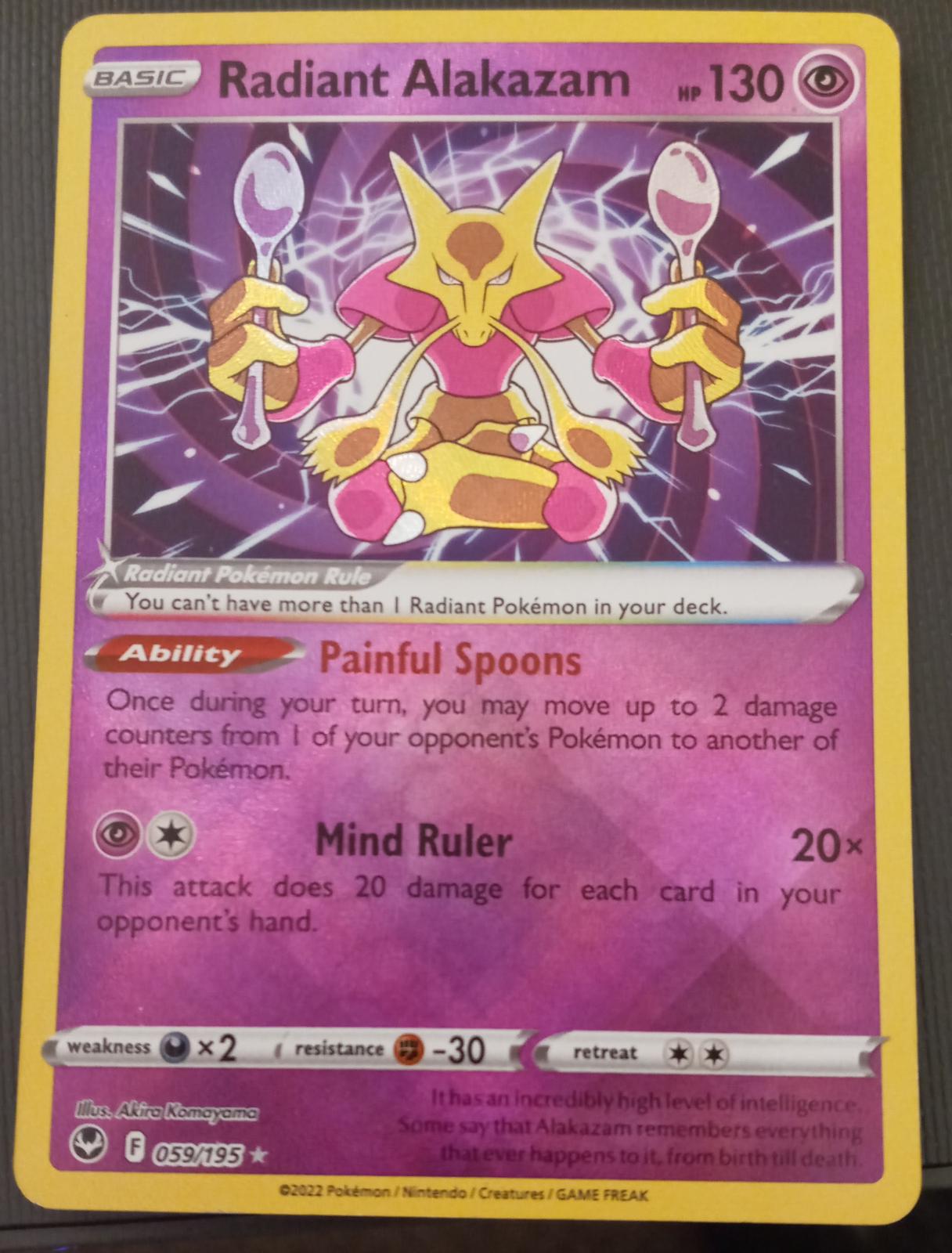 Radiant Alakazam Silver Tempest Pokemon Card