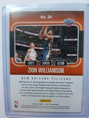 Back | Zion Williamson Basketball Cards 2020 Panini Hoops Lights Camera Action
