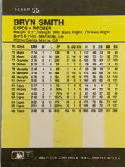 Rear | Bryn Smith Baseball Cards 1986 Fleer Mini