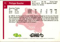 Back Of Card | Philippe Boucher Hockey Cards 1991 Classic Draft Picks
