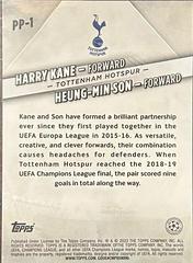 Back Of Card | Harry Kane, Heung Min Son Soccer Cards 2022 Topps UEFA Club Competitions Premium Partnerships