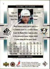 Back | Teemu Selanne Hockey Cards 1999 SP Authentic