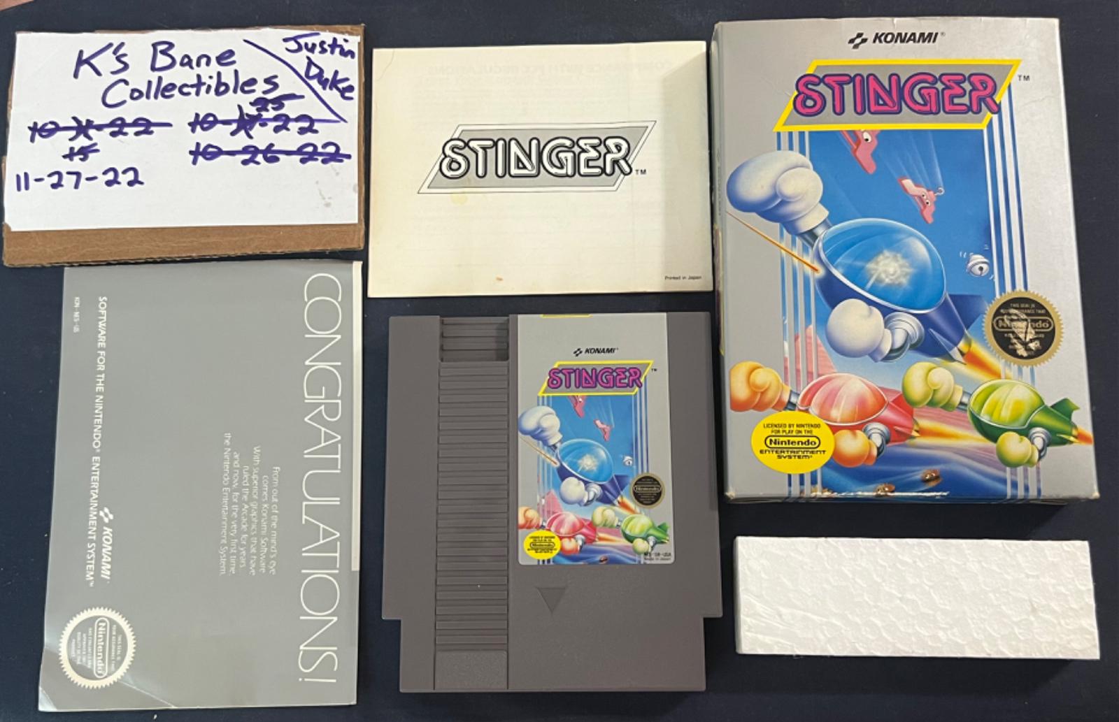 Stinger Item, Box, and Manual NES