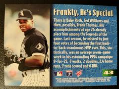 Card Back | Frank Thomas Baseball Cards 1995 Stadium Club Members Only 50