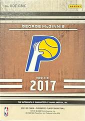 Back Of Card | George McGinnis [Red] Basketball Cards 2021 Panini Chronicles Hall of Fame Autographs