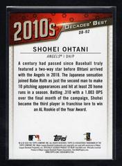 Back | Shohei Ohtani Baseball Cards 2020 Topps Decades' Best