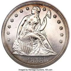 1858 [PROOF] Coins Seated Liberty Dollar Prices