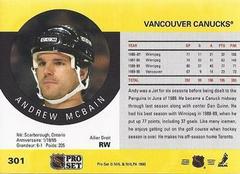 Back | Andrew McBain Hockey Cards 1990 Pro Set