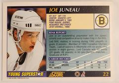Back Of Card | Joe Juneau Hockey Cards 1992 Score Young Superstars