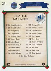 Back Card | Ken Griffey Jr. [Mariners Checklist] Baseball Cards 1990 Upper Deck
